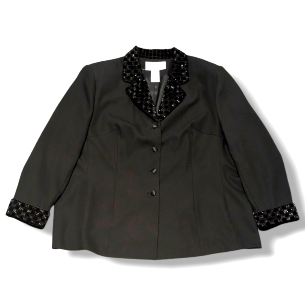 NEW* St. Anthony Evening Blazer Women's 24W Black Beaded Jacket - Wedding Formal